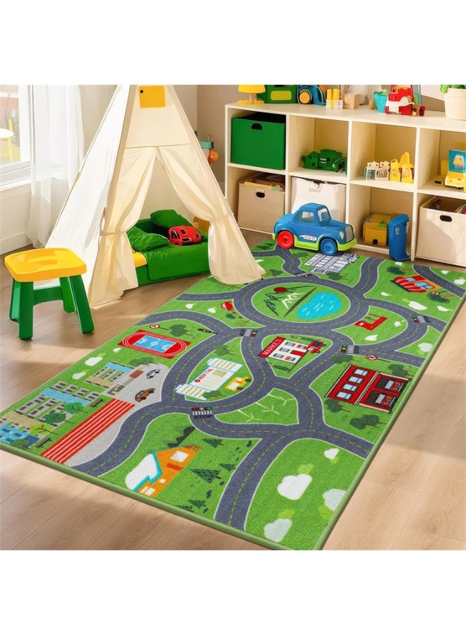 EBREEZZ Kids' City Road & Traffic Play Carpet – Educational Interactive Town Map Rug - Image 2